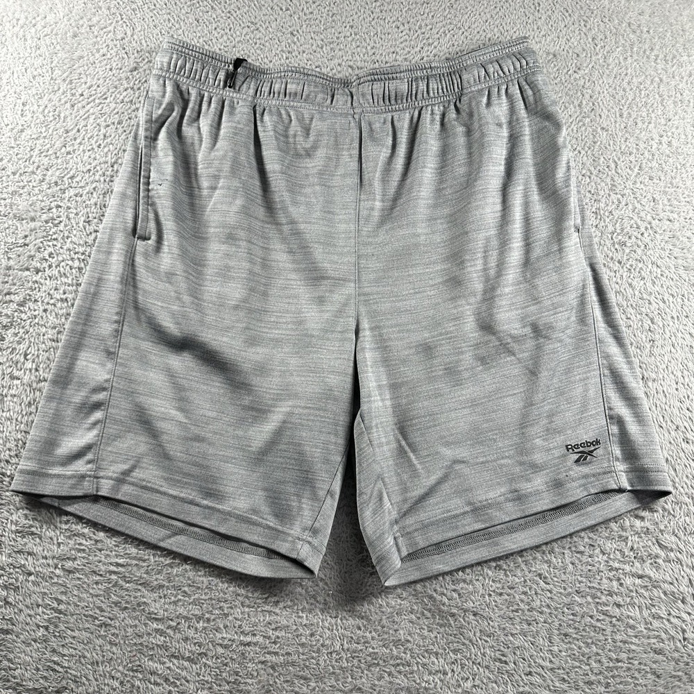 Reebok Shorts Mens XL Gray Athletic Basketball Lounge Poly‎ Loose Elastic Waist